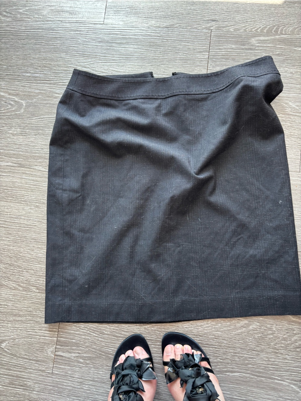 Halogen Black Pencil Skirt with Subtle Pinstripe Hem